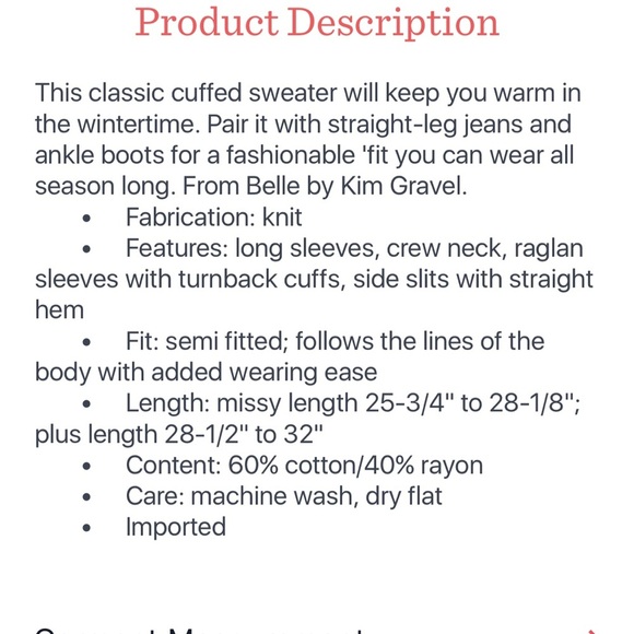 Belle by Kim Gravel Cuffed two-tone pullover sweater - Picture 9 of 10